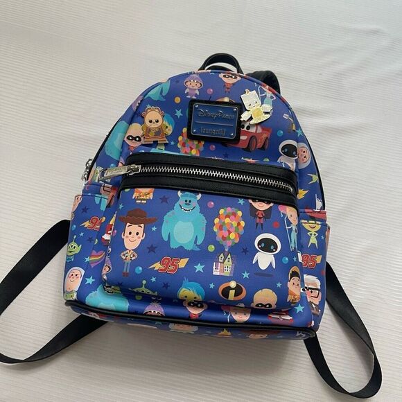 Loungefly Disney Parks Pixar Chibi Characters AOP Mini Backpack - Picture 1 of 9